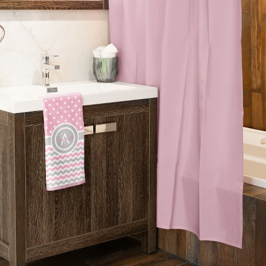 Pink Gray Polka Dot Zickzack Handtuch