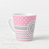 Pink Gray Polka Dot Zickzack Milchtasse (Linke Ecke)
