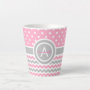 Pink Gray Polka Dot Zickzack Milchtasse