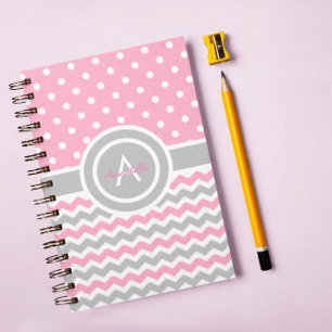 Pink Gray Polka Dot Zickzack Notizblock