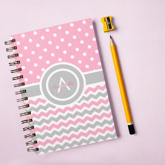 Pink Gray Polka Dot Zickzack Notizblock