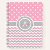 Pink Gray Polka Dot Zickzack Notizblock (Vorderseite)