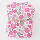 Pink Gray Polka Dots Geschenkpapier Set (Beispiel)