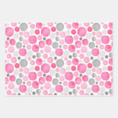 Pink Gray Polka Dots Geschenkpapier Set (Vorderseite)