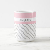 Pink & Gray, Polka Dots, Personalisiert Kaffeetasse (Mittel)