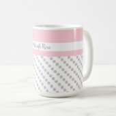 Pink & Gray, Polka Dots, Personalisiert Kaffeetasse (VorderseiteRechts)