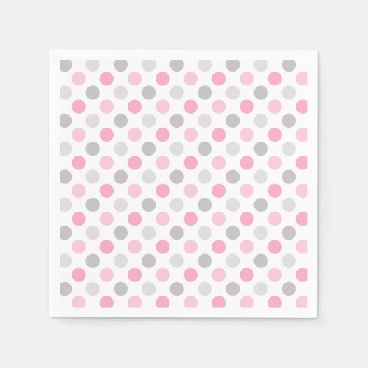 Pink Gray Polka Dots Serviette (Vorderseite)