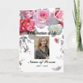 Pink Gray Rose Beerdigung Programm (Vorderseite)