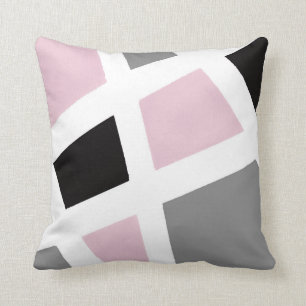Pink Gray Schwarz-weiß Geometric Kissen