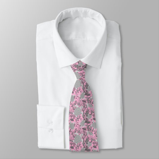 Pink Gray Sea Turtle Pattern Hochzeit Krawatte (Gebunden)
