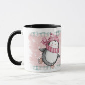 Pink Gray Snowflake Pinguin Tasse (Links)