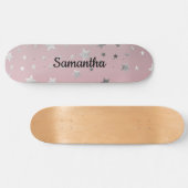 Pink Gray Stars Ombre Stilvolle Chic Modern Trendy Skateboard (Horizontal)