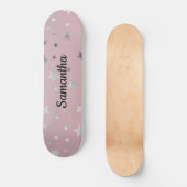 Pink Gray Stars Ombre Stilvolle Chic Modern Trendy Skateboard (Vorderseite)