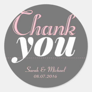 Pink Gray Sweet Typografy Danke Stickers