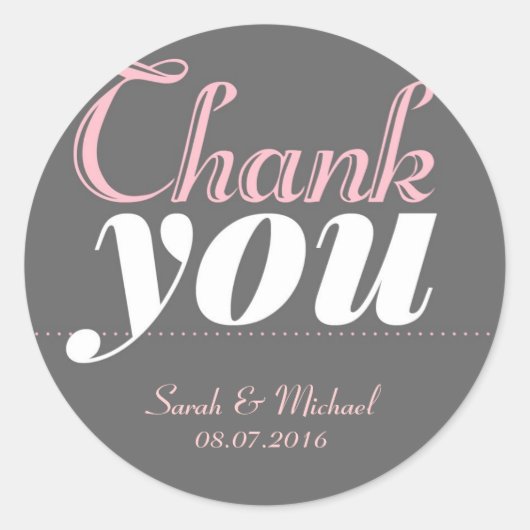 Pink Gray Sweet Typografy Danke Stickers (Vorderseite)