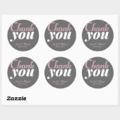 Pink Gray Sweet Typografy Danke Stickers (Blatt)