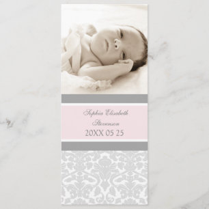Pink Gray Template New Baby Birth Ankündigung