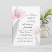 Pink Gray Tulips Moderne Christliche Hochzeit mit  Einladung (Stehend Vorderseite)