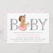 Pink Gray Tutu Pearl Baby Dusche Einladung (Vorne/Hinten)