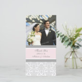 Pink Gray Vielen Dank für Ihre Hochzeit Foto Cards Dankeskarte (Stehend Vorderseite)
