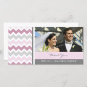 Pink Gray Vielen Dank für Ihre Hochzeit Foto Cards Dankeskarte (Vorne/Hinten)