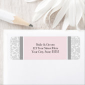 Pink Gray Wedding Custom Rücksendeadressen-Aufkleb (Insitu)