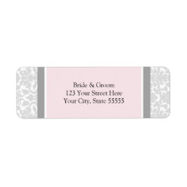 Pink Gray Wedding Custom Rücksendeadressen-Aufkleb