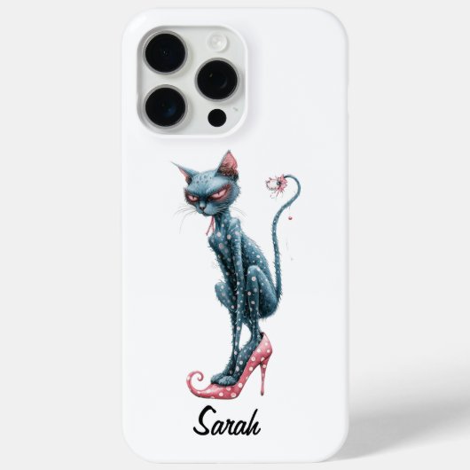Pink Gray Whimsical Cat Case-Mate iPhone Hülle (Rückseite)