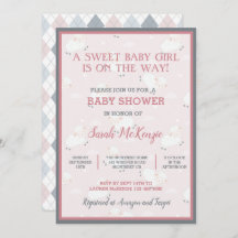 Pink Gray White Baby Lambs Leaping Baby Dusche