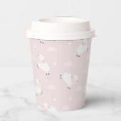 Pink Gray White Baby Lambs Pappbecher (Rückseite)