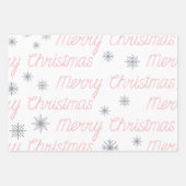 PINK GRAY WHITE HOLIDAY MERRY CHRISTMAS GESCHENKPAPIER SET (Vorderseite 3)