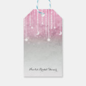 Pink Gray White Moon & Stars Celestial Baby Dusche Geschenkanhänger (Rückseite)