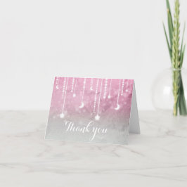 Pink Gray White Moon & Stars Celestie Vielen Dank Dankeskarte