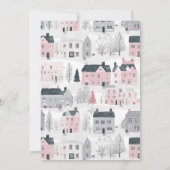 Pink Gray White Vintag Houses Weihnachtskarte Karte (Rückseite)