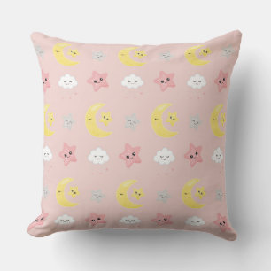 PINK GRAY YELLOW BABY ELEPHANTS MOONS STARS KISSEN