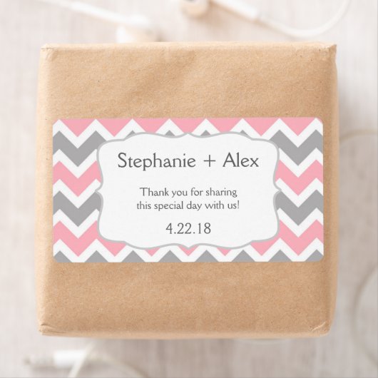 Pink & Gray Zickzack Wasserflasche - passen Sie si (Insitu)