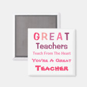 Pink Great Teachers Message Magnet (Vorderseite/Rückseite)