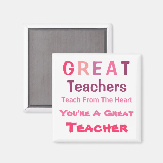 Pink Great Teachers Message Magnet (Vorderseite/Rückseite)