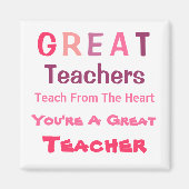 Pink Great Teachers Message Magnet (Vorne)