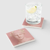 Pink Greek Coasters. Steinuntersetzer (Seitenansicht)