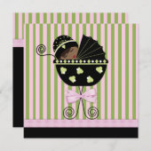 Pink Green American Baby Girl Dusche Einladung (Vorne/Hinten)