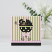 Pink Green American Baby Girl Dusche Einladung (Stehend Vorderseite)