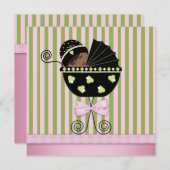 Pink Green American Baby Girl Dusche Einladung (Vorne/Hinten)