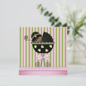 Pink Green American Baby Girl Dusche Einladung (Stehend Vorderseite)