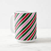  Pink Green and Red Christmas Candy Cane Stripes  Kaffeetasse (Vorderseite Links)