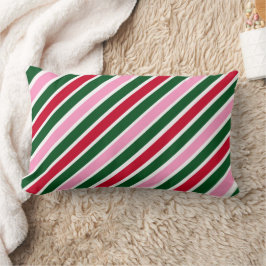  Pink Green and Red Christmas Candy Cane Stripes  Lendenkissen