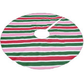 Pink Green and Red Christmas Candy Cane Stripes Polyester Weihnachtsbaumdecke (Schrägansicht)