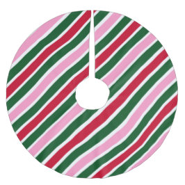  Pink Green and Red Christmas Candy Cane Stripes  Polyester Weihnachtsbaumdecke