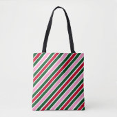  Pink Green and Red Christmas Candy Cane Stripes  Tasche (Vorderseite)