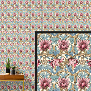 Pink Green Aquamarin Blue Art Nouveau Tapete